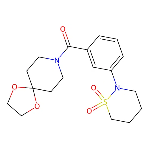 (3-(1,1-dioxido-1,2-thiazinan-2-yl)phenyl)(1,4-dioxa-8-azaspiro[4.5]decan-8-yl)methanone structure