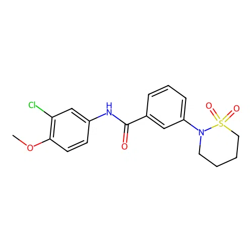 N-(3-chloro-4-methoxyphenyl)-3-(1,1-dioxido-1,2-thiazinan-2-yl)benzamide structure