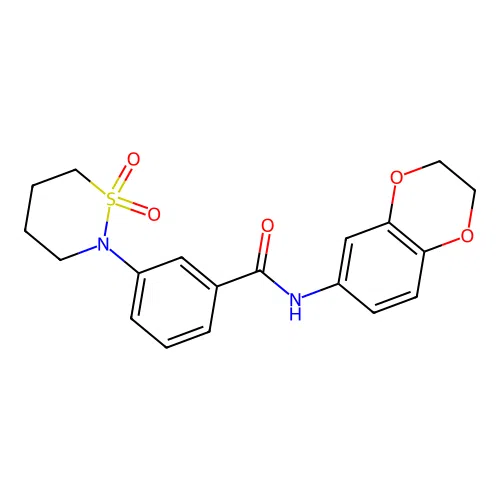 N-(2,3-dihydro-1,4-benzodioxin-6-yl)-3-(1,1-dioxido-1,2-thiazinan-2-yl)benzamide structure