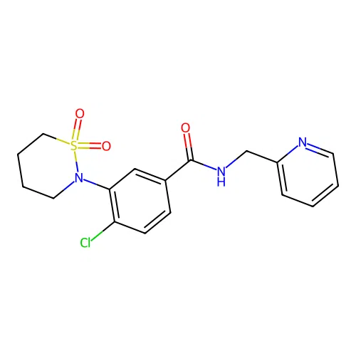 4-chloro-3-(1,1-dioxido-1,2-thiazinan-2-yl)-N-(pyridin-2-ylmethyl)benzamide structure