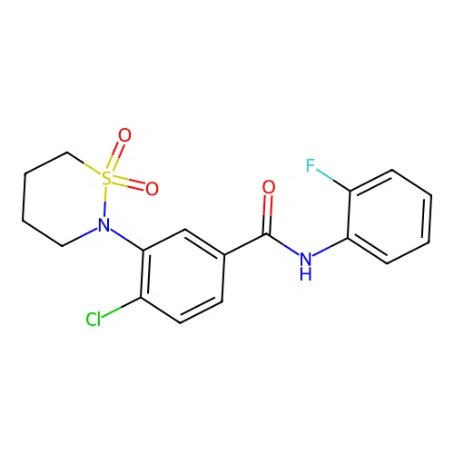 4-chloro-3-(1,1-dioxido-1,2-thiazinan-2-yl)-N-(2-fluorophenyl)benzamide structure