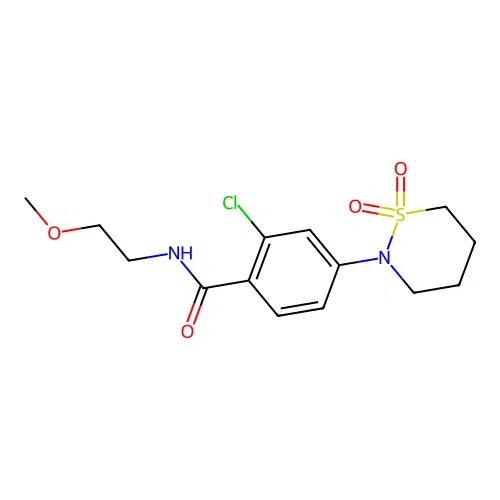 2-chloro-4-(1,1-dioxido-1,2-thiazinan-2-yl)-N-(2-methoxyethyl)benzamide structure