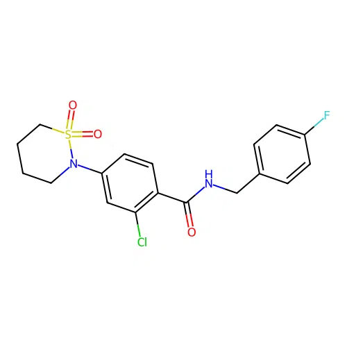 2-chloro-4-(1,1-dioxido-1,2-thiazinan-2-yl)-N-(4-fluorobenzyl)benzamide structure