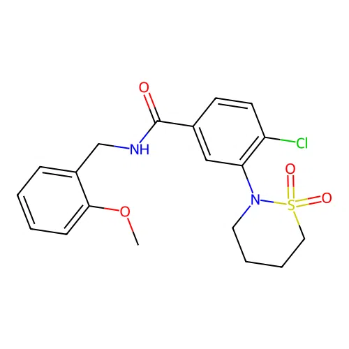 4-chloro-3-(1,1-dioxido-1,2-thiazinan-2-yl)-N-(2-methoxybenzyl)benzamide structure