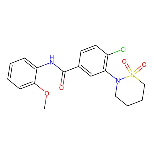 4-chloro-3-(1,1-dioxido-1,2-thiazinan-2-yl)-N-(2-methoxyphenyl)benzamide structure