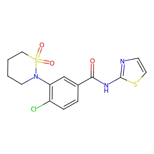 4-chloro-3-(1,1-dioxido-1,2-thiazinan-2-yl)-N-(1,3-thiazol-2-yl)benzamide structure