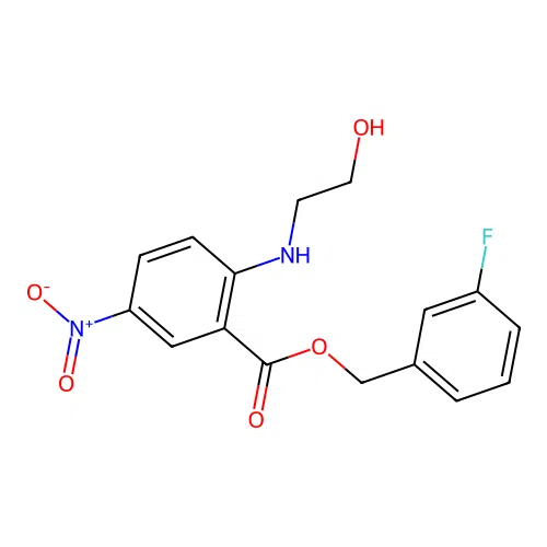 (3-Fluorophenyl)methyl2-[(2-hydroxyethyl)amino]-5-nitrobenzoate structure