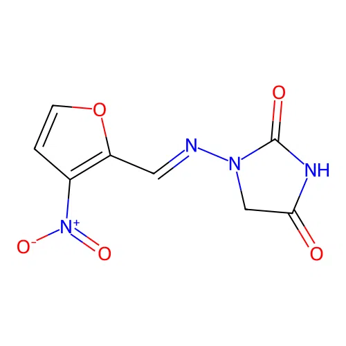 1-(3'-Nitro-2-furfurylideneamino)hydantoin structure