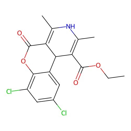 ethyl 7,9-dichloro-2,4-dimethyl-5-oxo-3,10b-dihydrochromeno[3,4-c]pyridine-1-carboxylate structure