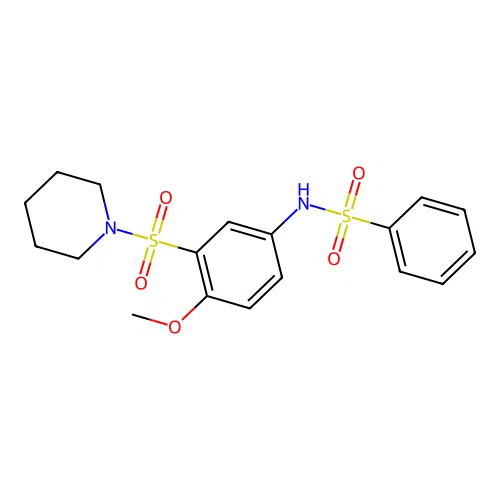 N-(4-methoxy-3-piperidin-1-ylsulfonylphenyl)benzenesulfonamide structure