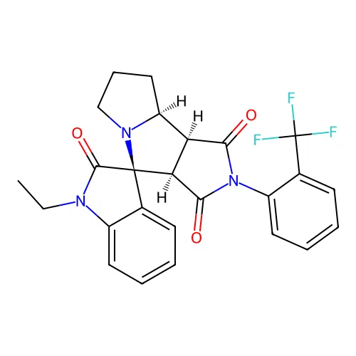 (3aR,4S,8aS,8bS)-1'-ethyl-2-[2-(trifluoromethyl)phenyl]spiro[3a,6,7,8,8a,8b-hexahydropyrrolo[3,4-a]pyrrolizine-4,3'-indole]-1,2',3-trione structure