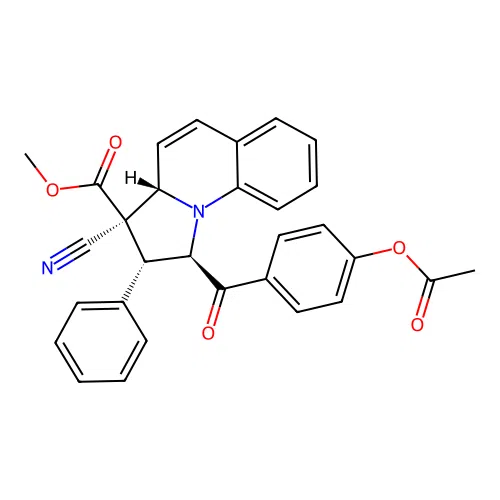 (1R,2R,3R,3aS)-methyl 1-(4-acetoxybenzoyl)-3-cyano-2-phenyl-1,2,3,3a-tetrahydropyrrolo[1,2-a]quinoline-3-carboxylate structure