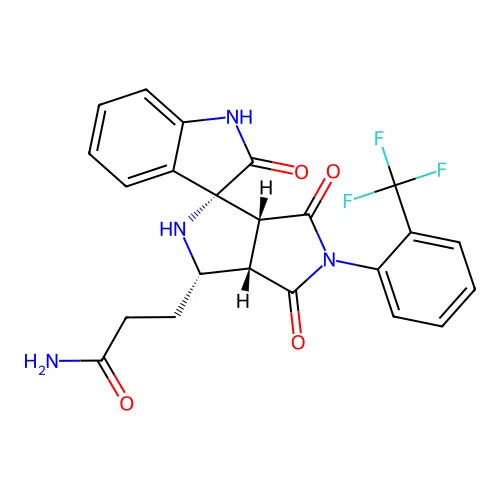 3-((1'R,3'S,3a'S,6a'R)-2,4',6'-trioxo-5'-(2-(trifluoromethyl)phenyl)-3',3a',4',5',6',6a'-hexahydro-2'H-spiro[indoline-3,1'-pyrrolo[3,4-c]pyrrol]-3'-yl)propanamide structure