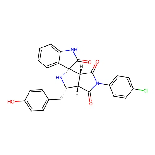 (1'R,3'S,3a'S,6a'R)-5'-(4-chlorophenyl)-3'-(4-hydroxybenzyl)-3',3a'-dihydro-2'H-spiro[indoline-3,1'-pyrrolo[3,4-c]pyrrole]-2,4',6'(5'H,6a'H)-trione structure