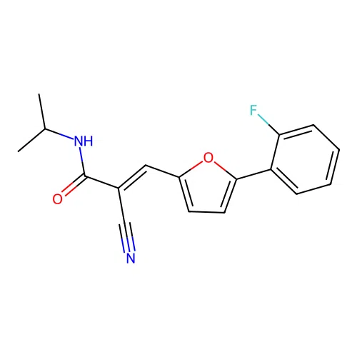 2-cyano-3-[5-(2-fluorophenyl)furan-2-yl]-N-(propan-2-yl)prop-2-enamide structure
