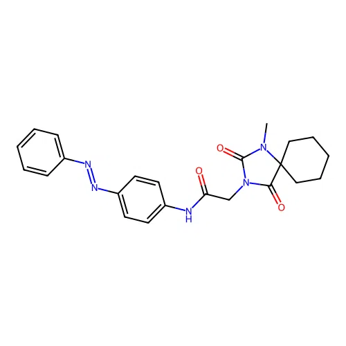1,3-Diazaspiro[4.5]decane-3-acetamide, 1-methyl-2,4-dioxo-N-[4-(2-phenyldiazenyl)phenyl]- structure