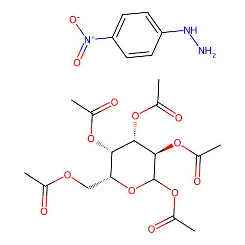 D-Galactopyranose, penta-O-acetyl-, p-nitrophenylhydrazine structure