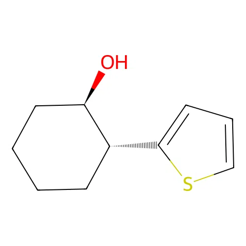 rac-(1R,2R)-2-(thiophen-2-yl)cyclohexan-1-ol structure