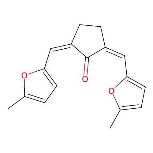 2,5-Bis[(5-methylfuran-2-yl)methylidene]cyclopentan-1-one structure