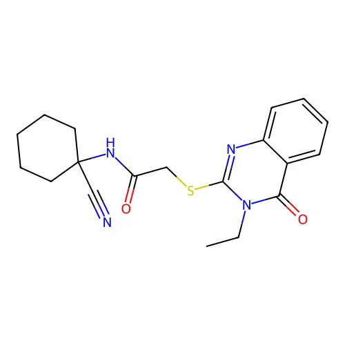 N-(1-cyanocyclohexyl)-2-(3-ethyl-4-oxoquinazolin-2-yl)sulfanylacetamide structure