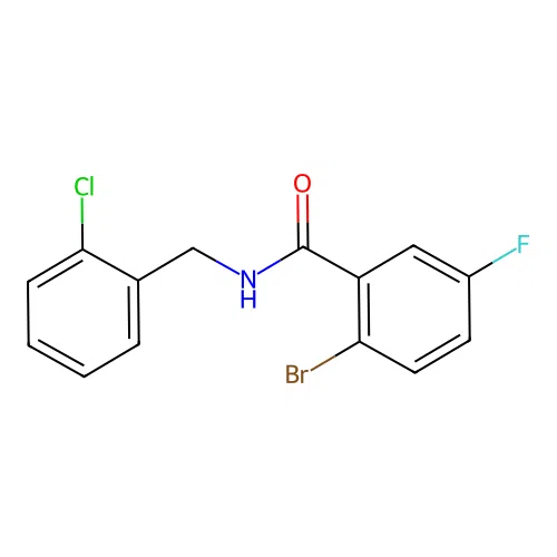 2-bromo-N-[(2-chlorophenyl)methyl]-5-fluorobenzamide structure