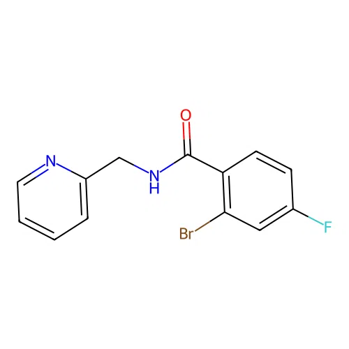 2-bromo-4-fluoro-N-(pyridin-2-ylmethyl)benzamide structure