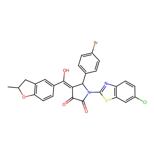 5-(4-bromophenyl)-1-(6-chlorobenzo[d]thiazol-2-yl)-3-hydroxy-4-(2-methyl-2,3-dihydrobenzofuran-5-carbonyl)-1H-pyrrol-2(5H)-one structure