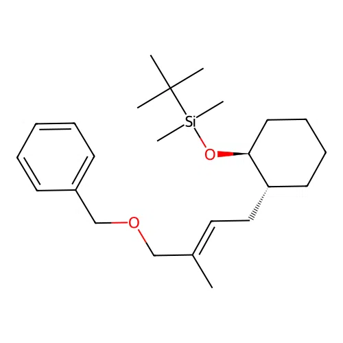 Silane, (1,1-dimethylethyl)dimethyl((2-(3-methyl-4-(phenylmethoxy)-2-butenyl)cyclohexyl)oxy)-, (1alpha,2beta(E))- structure