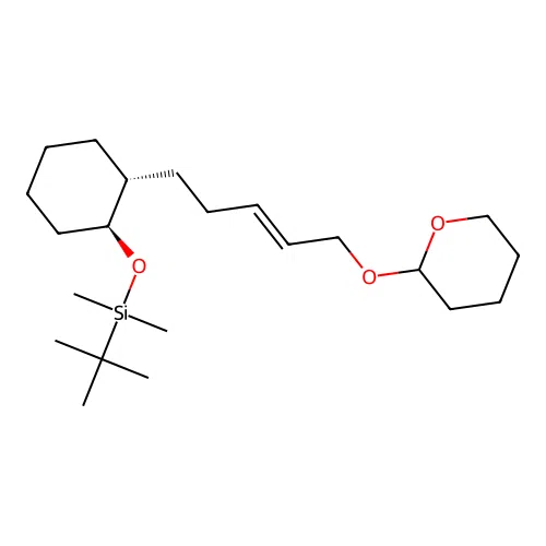 Silane, (1,1-dimethylethyl)dimethyl((2-(5-((tetrahydro-2H-pyran-2-yl)oxy)-3-pentenyl)cyclohexyl)oxy)-, (1alpha,2beta(E))- structure