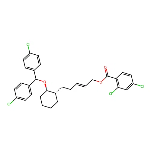 [(E)-5-[(1S,2R)-2-[bis(4-chlorophenyl)methoxy]cyclohexyl]pent-2-enyl] 2,4-dichlorobenzoate structure