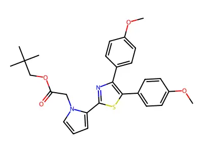 1H-Pyrrole-1-acetic acid, 2-(4,5-bis(4-methoxyphenyl)-2-thiazolyl)-, 2,2-dimethylpropyl ester structure