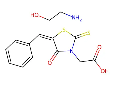 3-Thiazolidineacetic acid, 4-oxo-5-(phenylmethylene)-2-thioxo-, compd. with 2-aminoethanol (1:1) structure