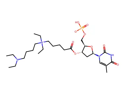 5'-Thymidylic acid, 3'-(5-((4-(diethylamino)butyl)diethylammonio)pentanoate), hydroxide, inner salt, hydrate (1:3) structure