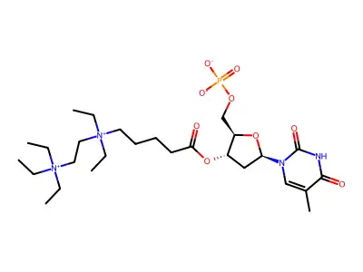 5'-Thymidylic acid, 3'-(5-(diethyl(2-(triethylammonio)ethyl)ammonio)pentanoate), dihydroxide,bis(inner salt), hydrate (1:3) structure
