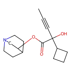 Cyclobutaneglycolic acid, alpha-(1-propynyl)-, 3-quinuclidinyl ester structure