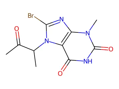8-bromo-3-methyl-7-(3-oxobutan-2-yl)-1H-purine-2,6(3H,7H)-dione structure