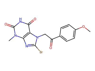 8-Bromo-7-[2-(4-methoxyphenyl)-2-oxoethyl]-3-methylpurine-2,6-dione structure