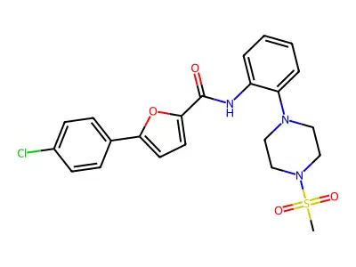 5-(4-chlorophenyl)-N-[2-(4-methylsulfonylpiperazin-1-yl)phenyl]furan-2-carboxamide structure