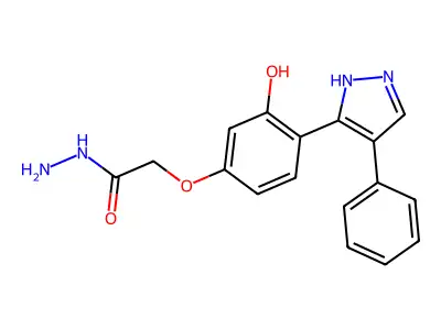 2-(3-hydroxy-4-(4-phenyl-1H-pyrazol-3-yl)phenoxy)acetohydrazide structure