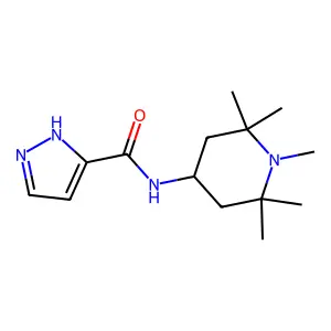 N-(1,2,2,6,6-pentamethylpiperidin-4-yl)-1H-pyrazole-3-carboxamide structure