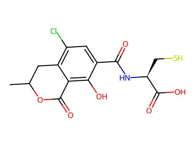 N-((5-Chloro-8-hydroxy-3-methyl-1-oxo-7-isochromanyl)carbonyl)cysteine structure