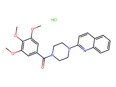 Piperazine, 1-(2-quinolinyl)-4-(3,4,5-trimethoxybenzoyl)-, monohydrochloride structure