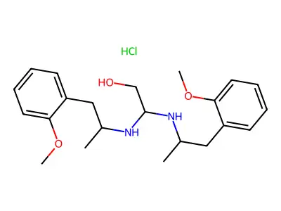 Ethanol, 2,2-bis((o-methoxy-alpha-methylphenethyl)amino)-, hydrochloride structure