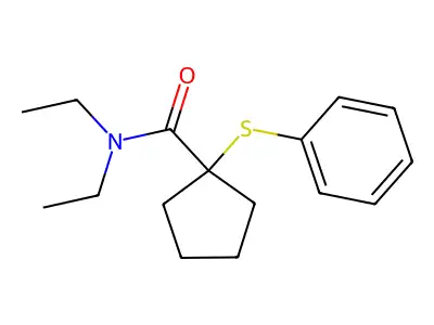 Cyclopentanecarboxamide, N,N-diethyl-1-(phenylthio)- structure