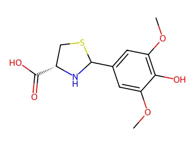2-(4-Hydroxy-3,5-dimethoxyphenyl)-1,3-thiazolidine-4-carboxylic acid structure