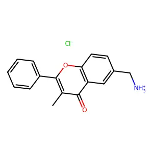 6-(Aminomethyl)-3-methyl-2-phenyl-4H-1-benzopyran-4-one--hydrogen chloride (1/1) structure