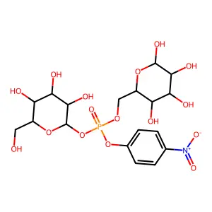4-Nitrophenyl-(alpha)-mannopyranoside 6-(alpha-glucopyranosyl phosphate) structure