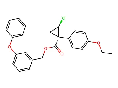 (3-phenoxyphenyl)methyl (1R,2R)-2-chloro-1-(4-ethoxyphenyl)cyclopropane-1-carboxylate structure
