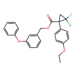 Cyclopropanecarboxylic acid, 2-chloro-1-(4-ethoxyphenyl)-2-fluoro-, (3-phenoxyphenyl)methyl ester, trans- structure