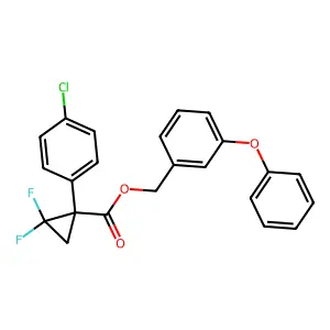 (3-phenoxyphenyl)methyl 1-(4-chlorophenyl)-2,2-difluorocyclopropane-1-carboxylate structure